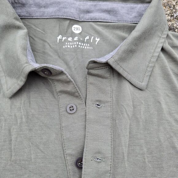 Free Fly Polo Shirt Mens 2XL Green Performance Bamboo Apparel - Picture 1 of 8